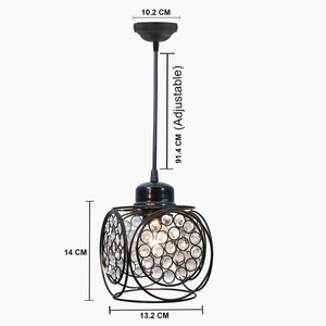 Lampe suspendue ronde décorative murale à prix raisonnable, avec perles de cristal, finition noire, pour la décoration intérieure de la maison - Product Image 5