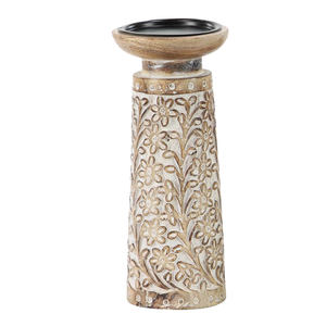 Custom Factory Antique Hand Carved Wooden <b>Candle</b> Holder 3 Pieces Set Wooden Candlestick Stands <b>Cheap</b> Price for Online Sellers - Product Image 3