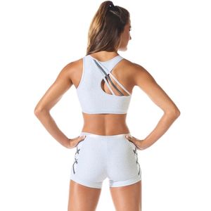 Ensemble de danse pour femmes avec strass, haut court et short scintillants, costume athlétique extensible pour spectacle sur scène - Product Image 2