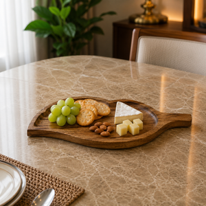 Bandeja de Servir en Forma de Hoja de Madera de Acacia Premium |   Bandeja Decorativa Hecha a Mano para Aperitivos, Tabla de Presentación de Alimentos Natural, para Uso en el Hogar y Hoteles - Product Image 4
