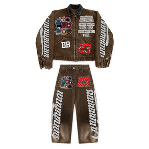 Conjunto de Ropa de Moda de Invierno para Hombre, Diseño en Mezclilla, Cómodo, Suave, de Algodón, con Estampado y Bordado - Product Image 4