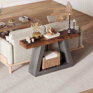 <b>Table</b>, Sofa <b>Table</b> Behind Couch, 2-Tier Wooden <b>Entry</b> <b>Tables</b> <b>for</b> Entryway Foyer Hallway, Industrial <b>Console</b> <b>Tables</b> with Open - Product Image 4