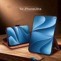 Casing HP Kulit Asli HD Factory untuk iPhone Ultra, Model Flip, Anti Benturan, Dompet Magnetik, Buatan Tangan