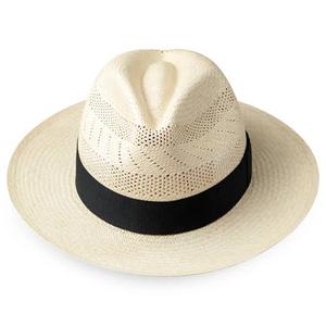 Casquette de soleil d'été unisexe en paille Panama, style personnage, avec ruban noir, pour adultes, vente en gros, logo personnalisé, haute qualité, OEM ODM, faible MOQ - Product Image 1