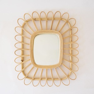 Wall <b>Mirror</b> Rattan Frame for Home Decoration Flower Shaped New Design Hand Made Natural <b>Mirrors</b> - Product Image 3