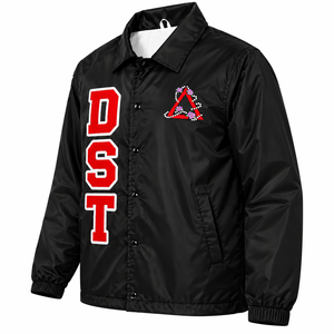 Delta |   Sigma |   Veste de coach imperméable pour femmes Theta Sorority, style universitaire à boutons-pression, avec lettres grecques brodées - Product Image 4