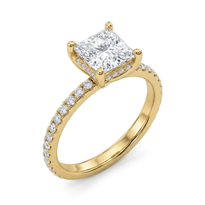 Anillo de Compromiso Solitario de Moissanita con Corte Princesa en Oro de 18K con Engaste de Puntas, Certificado IGI, Joyería de Lujo para Mujer - Product Image 1