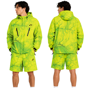 Nouveaux ensembles de sweats à capuche et coupe-vent pour hommes avec imprimé marbré néon personnalisé, et shorts, vêtements de sport légers pour l'extérieur, fourniture OEM en gros - Product Image 1