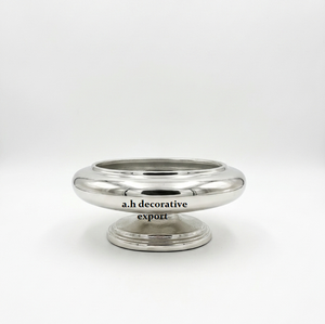 Bol décoratif de luxe en aluminium argenté sur pied, plat à bonbons en métal, bol à fruits haut de gamme pour centre de table de mariage - Product Image 2