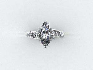 Designer Ladies <b>Ring</b> Gold Silver Yellow White Rose Finish MQ And Round Cut 2.30 CTS Moissanite CVD Colour Stone <b>CZ</b> EGL VVS2 D - Product Image 3