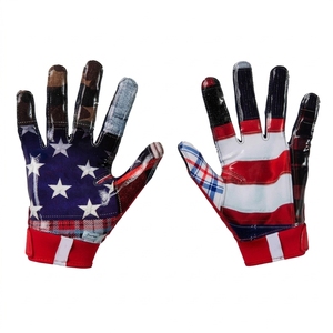 Gants à doigts entiers, design drapeau américain, antidérapants, pour usage extérieur, fermeture auto-agrippante, unisexe, toutes saisons, en polyester - Product Image 1