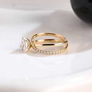 Luxury 1.01CT Trillion Cut Diamond Crossover Dual Band <b>Ring</b> Lab Grown 14K Yellow Gold for Proposal Gift Jewelry For Wedding - Product Image 5