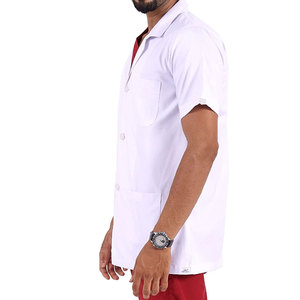 Bata de Laboratorio Blanca Unisex, Tejido Transpirable, Cierre de Botones, Diseño Ajustado, Ropa de Trabajo Médica de Laboratorio, Profesional para Hospital - Product Image 3