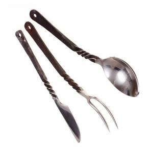 Custom Handmade High Quality Stainless Steel Medieval Look 3-Piece Cutlery Set New Finished Spoon Fork with leather Cover - Product Image 2