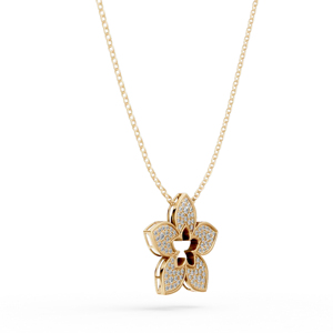 Flower <b>Pendant</b> Necklace 18K <b>Solid</b> <b>Gold</b> Diamond Round Brilliant Cut Women's Luxury Link Chain Everyday Wear - Product Image 2