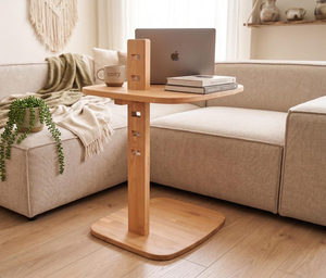 Table d'appoint réglable en bois foncé pour ordinateur portable, en hêtre massif, support portable pour ordinateur, table de travail de chevet - Product Image 6