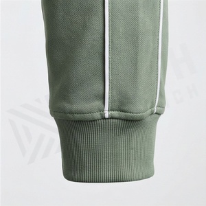 Survêtement vert pour homme, fermeture éclair intégrale, col montant, vêtements de sport décontractés avec poches latérales, matière respirante en polyester et coton, pour l'automne - Product Image 6