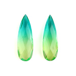 Alta calidad 10x30mm Bio turmalina doble cuarzo forma de pera Briolette cuentas calibradas piedras preciosas sueltas suministros de joyería - Product Image 1