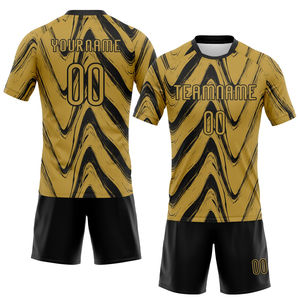 Uniforme de Voleibol de Diseño Fluido Negro y Dorado Antiguo de Alta Calidad, Uniforme de Sublimación de Secado Rápido al por Mayor con Nombre y Logotipo del Equipo - Product Image 1