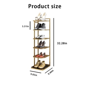 Premium Metal Gold Shoe <b>Rack</b> Five Tier Vertical Organizer Slim Space Saving Design Durable Frame Stylish Entryway Display - Product Image 5
