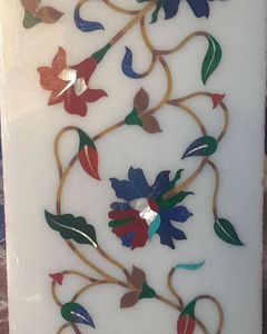 Carreaux floraux modernes en marbre incrusté faits à la main, imperméables et ignifuges pour intérieurs de luxe - Product Image 2