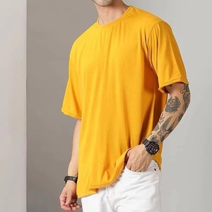 Wholesale price T Shirt yellow Oversized Heavy <b>Weight</b> Cotton T Shirt Breathable Quick Dry Men T Shirts for men - Product Image 4