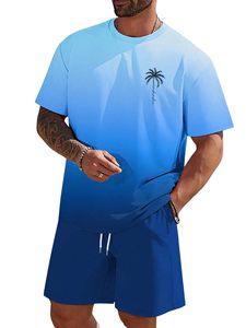Conjunto de Camiseta y Pantalones Cortos para Hombre, Estilo Vintage, Lavado, de Dos Piezas, a la Moda, Casual, para Verano - Product Image 5