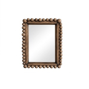 Hand-Carved Leaf Design <b>Round</b> <b>Wooden</b> Antique White Finish Wall <b>Mirror</b> with Shabby Chic Decorative <b>Frame</b> For Home interiors Patio - Product Image 4