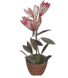 Pot de fleurs moderne en métal rose avec petites feuilles – Idéal pour jardin et maison – Meilleure vente – Décoration florale et végétale - Product Image 1