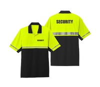 Polo de sécurité haut de gamme d'été bicolore pour patrouille cycliste avec poche zippée, bandes réfléchissantes, logo personnalisé, unisexe, polyester/coton