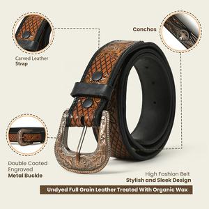 Ceinture de style occidental Ceinture en cuir de vache à la mode Top Fabricant de gros indien Rodeo International - Product Image 2