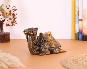 SHUBHAM Handcrafted Solid Brass Camel <b>Statue</b> with Decorative Chain Vintage Camel Figurine Animal Showpiece for Home & Office - Product Image 2