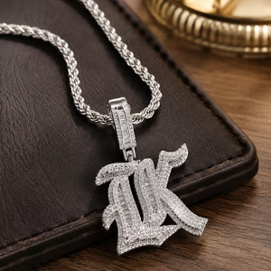 Hip Hop Men's 925 Silver Rhodium Plated Moissanite Diamond Letter Pendant Micro Pave Baguette Cut Themed Charm Everyday Wear - Product Image 4