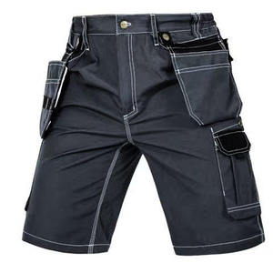 Shorts cargo personnalisés pour hommes, couleur unie, en toile respirante, taille mi-haute, fermeture boutonnée, longueur Bermuda, avec plusieurs poches - Product Image 1