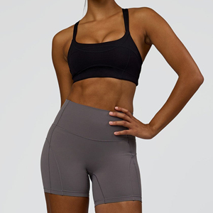 Soutien-gorge de sport noir à col carré et dos nageur pour femme, maintien moyen, yoga, fitness, sans coutures, respirant, anti-transpiration, en Spandex et Polyester - Product Image 4