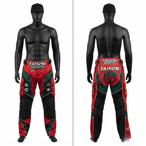 Pantalon de paintball TAISON SPORTS pour homme, premium, 280 GSM, polyester/nylon interlock, rouge, noir, vert, multi-panneaux, logo personnalisé par sublimation - Product Image 1