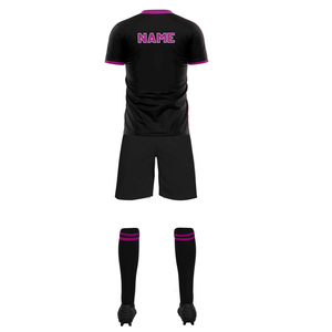Maillot de football personnalisé pour homme, noir et violet rayé, sublimé, anti-humidité, ajusté, manches courtes, toutes saisons, vêtements de sport - Product Image 2