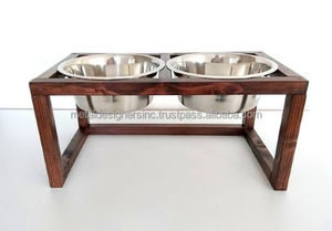 Comedero para Mascotas de Acero Inoxidable con Soporte de Madera - Product Image 4