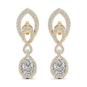 Boucles d'oreilles pendantes REYES personnalisées en argent sterling 925 avec moissanite et fermoir à vis pour femmes, plaquées or jaune 14 carats et rhodium - Product Image 2