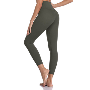 Leggings de fitness pour femmes, sur mesure OEM, taille haute, sans couture, tricotés, antibactériens, écologiques, séchage rapide, respirants, longueur intégrale - Product Image 4