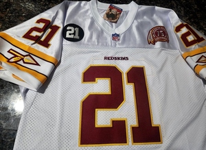 Maglia da tifoso calcio ufficiale nuova etichetta Washington Redskins #21 Sean Taylor doppia toppe cucite maglia nera da uomo - Product Image 6