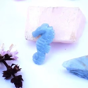 Natural <b>Blue</b> <b>Opal</b> Sea Horse Carved Gemstone Pendant Charm Loose Stone For Jewelry Making Wholesale Bulk Fancy Carving 25mm - Product Image 5