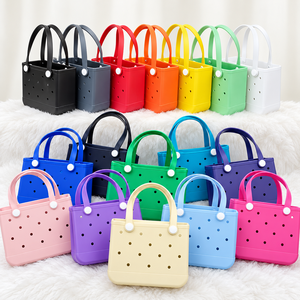 Waterproof EVA Tote <b>Bag</b> Lightweight Perforated Open Top Two Handles Button Portable Shopping Beach Travel <b>Bag</b> for Women - Product Image 1