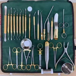 Kit dentaire manuel réutilisable pour étudiants, en acier inoxydable plaqué or, instruments de base, qualité A+, CE - Product Image 5