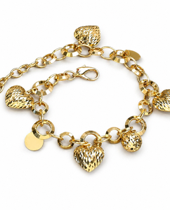 ELVORA GEMS Gold Plated Claw Setting Imitation Pearl Heart Charm Chain <b>Bracelet</b> Women's <b>Cute</b> Alloy Jewelry Gift - Product Image 3