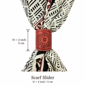New Latest Wholesale Price Hand <b>Tooled</b> Genuine Cow <b>Leather</b> Wild Rag Slide OEM ODM Western Style Scarf Holder for Cowgirls - Product Image 2