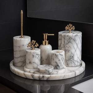 Juego de Baño de Mármol Único, Diseñado como Accesorios Decorativos que Añaden Carácter y un Toque Premium al Baño - Product Image 6