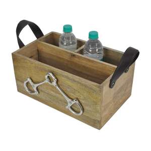 Restaurant Bar Use Beer Champagne Bottle Serving Caddy Eco Friendly Wooden Storage Holders & <b>Racks</b> With Leather Handles - Product Image 1