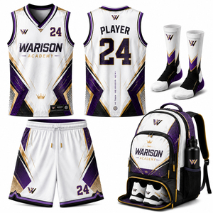 100% Polyester Basketball Training Uniform Kit Unisex Plus Size Quick Dry Basketball Jersey Shorts Socks And Sports Bag Set - Product Image 1