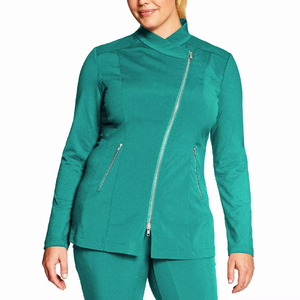 Ensemble de vêtements médicaux pour infirmières, veste zippée de haute qualité personnalisée, hauts à manches longues à col en V extensible, pantalon de jogging pour femmes - Product Image 3